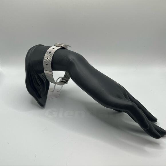 Rustic Cuff silver mesh belt buckle bracelet - Picture 2 of 4